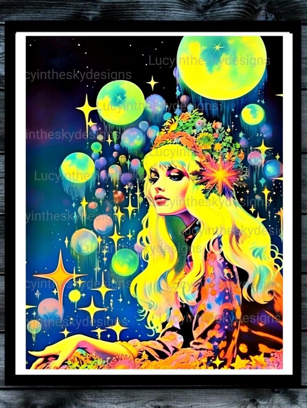 Glowing Goddess 3 Bright Celestial Magical Pop Art Decor Vivid Art Print
